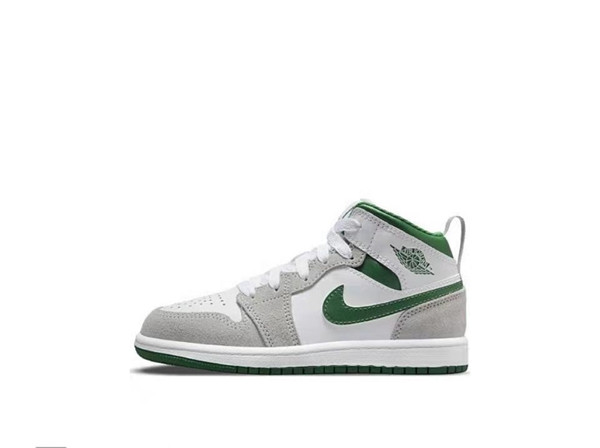 Youth Running Weapon Air Jordan 1 White/Gray Shoes 053